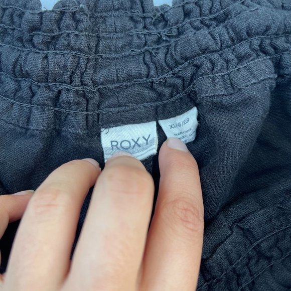 Roxy Oceanside Chambray Flax Linen Blend Pant Black L - Picture 5 of 6